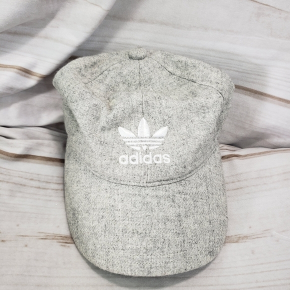 Adidas Relaxed Wool Blend Strapback Hat Gray White Embroidered - Picture 12 of 12